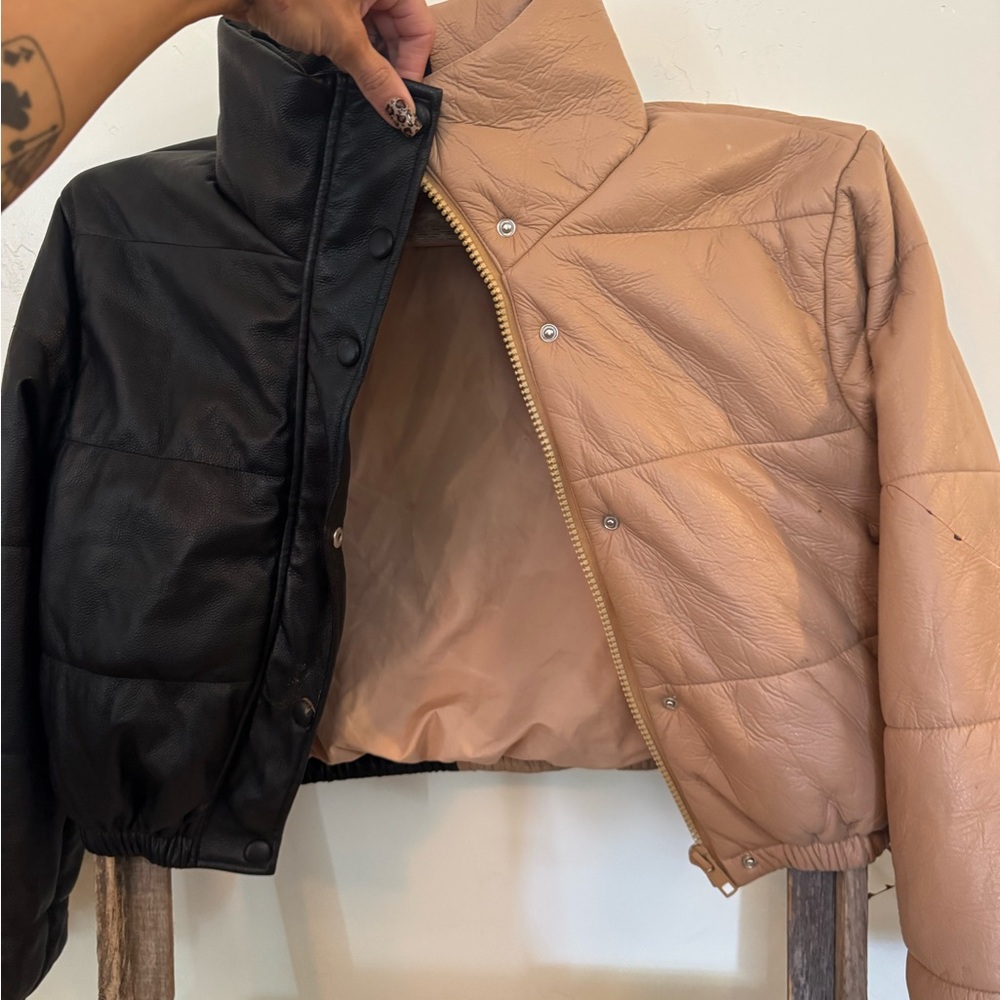 Stylish Black and Tan Women's Puffer Jacket